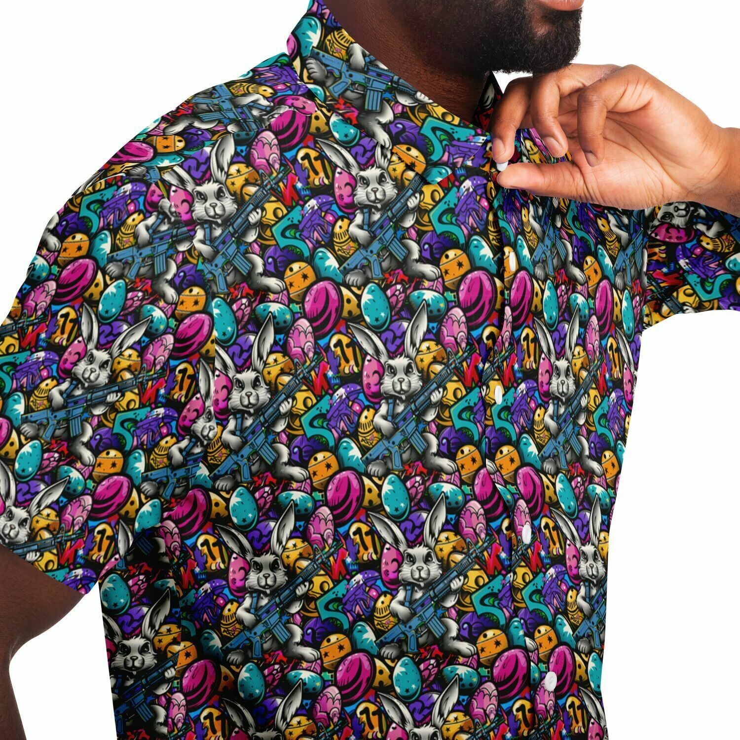 Tactical Easter Hop: Street Art Edition Men&#39;s Button-Down Shirt