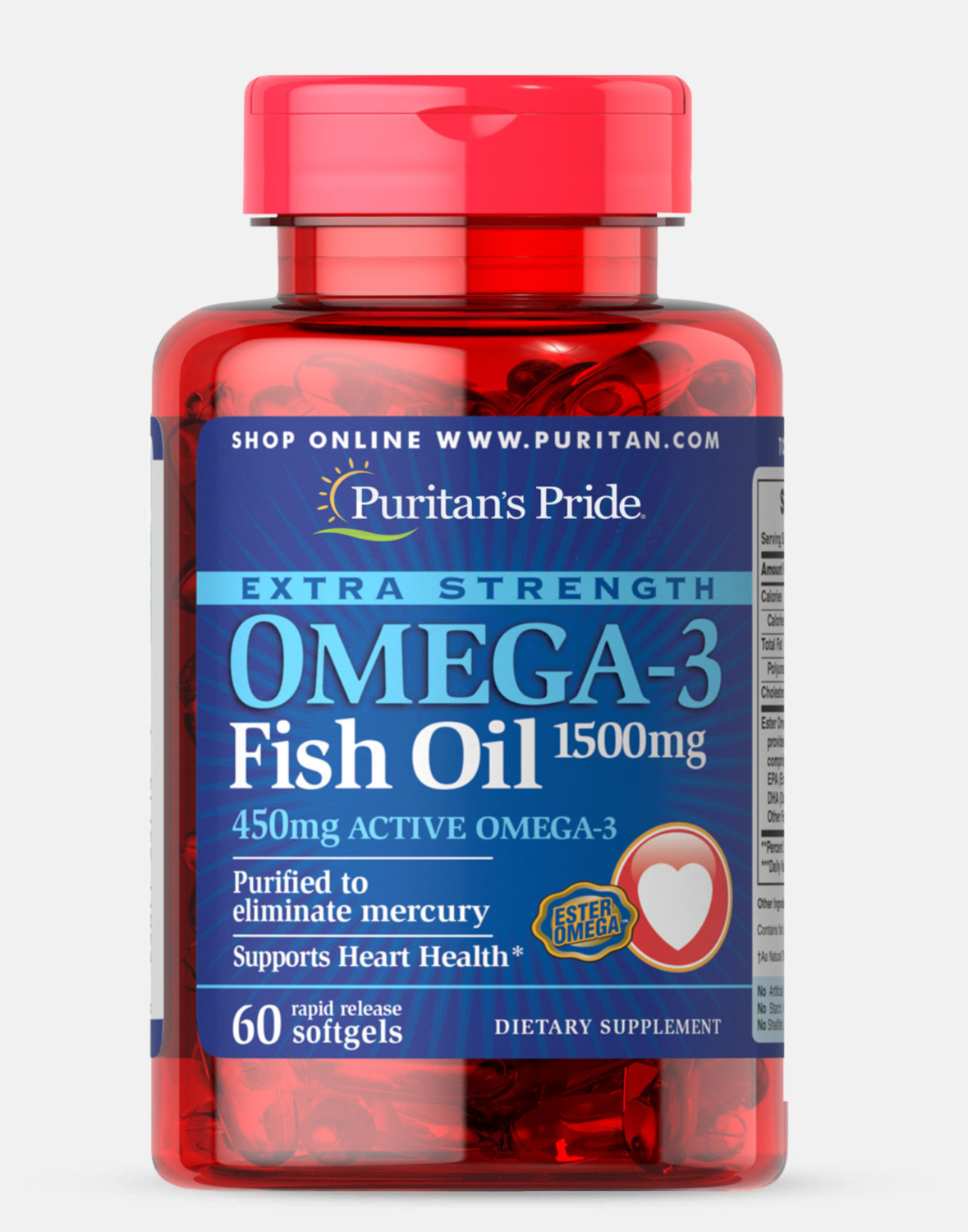 Puritan’s Pride® Extra Strength Omega-3 Fish Oil 1500 mg 60 soft gels