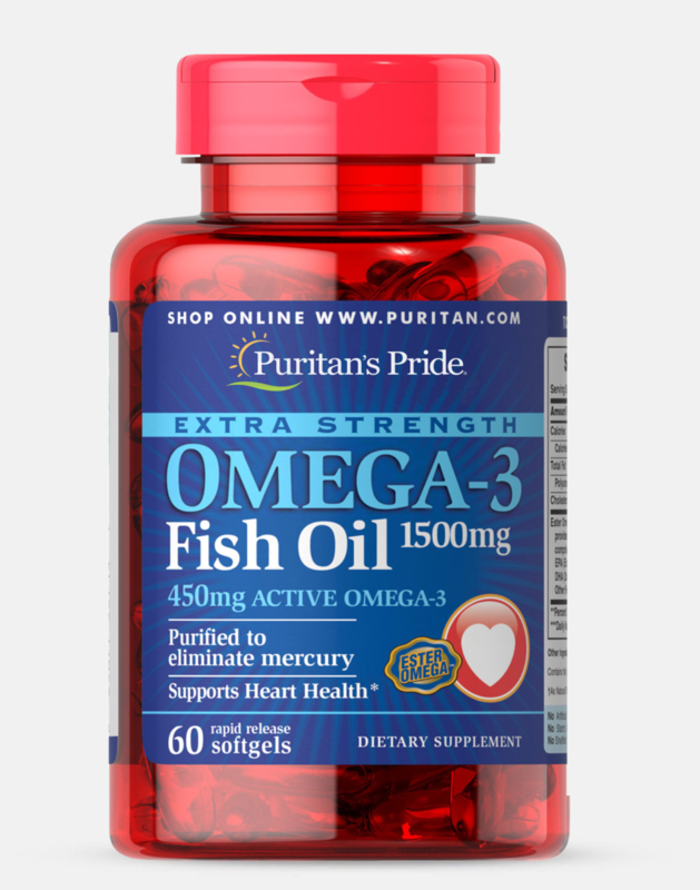 Puritan’s Pride® Extra Strength Omega-3 Fish Oil 1500 mg 60 soft gels