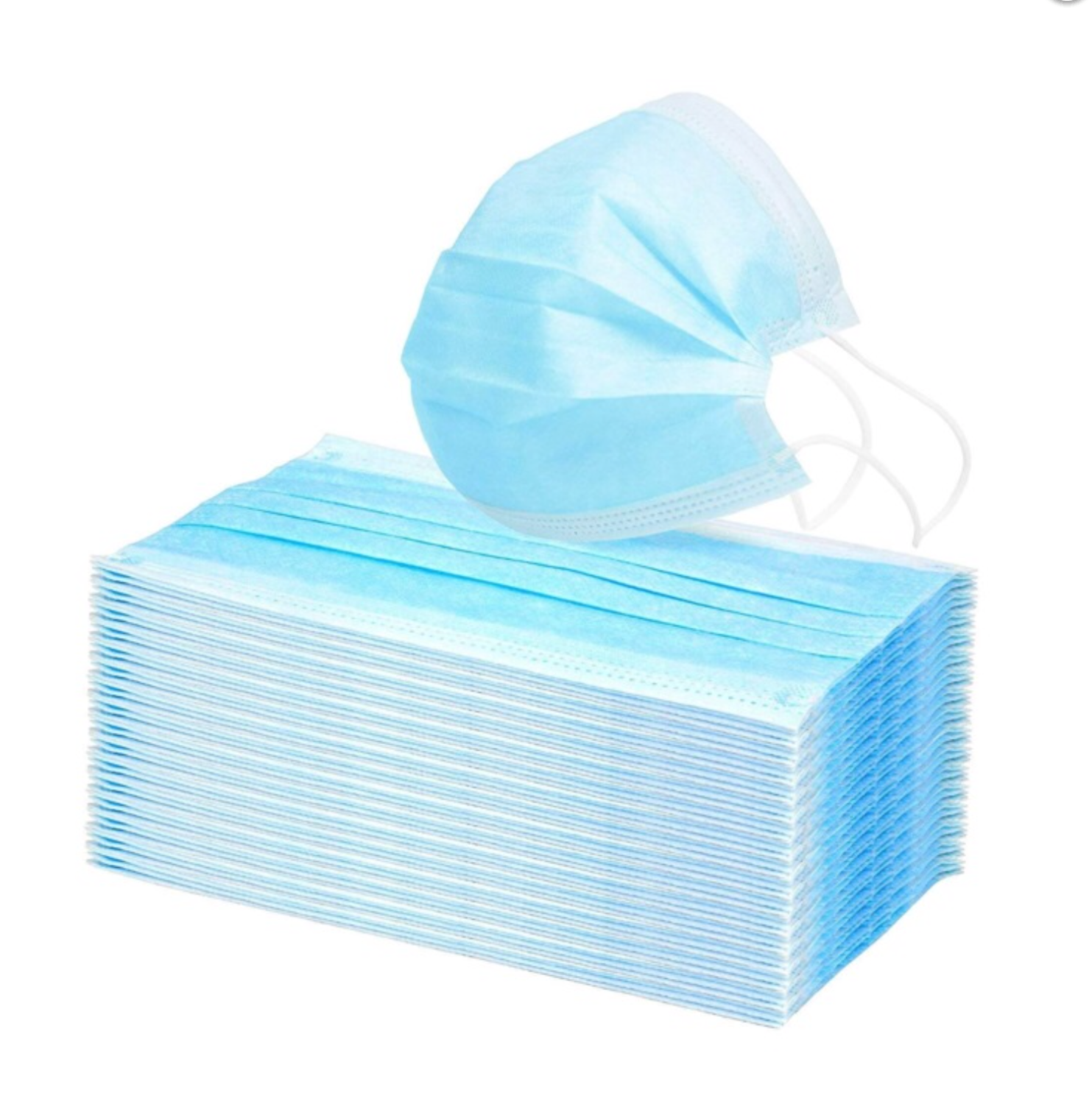 Face Masks, 3 Ply. Pack of 50 (blue)