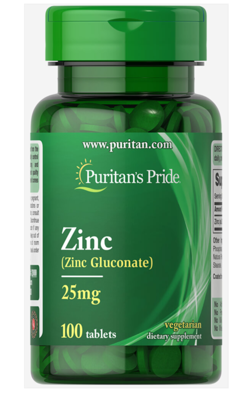 Zinc Supplements 25 mg or 50 mg  100 tablets