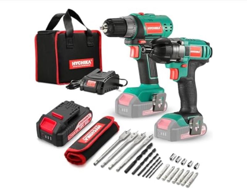 HYCHIKA Drill Combo Kit -  Cordless Drill Driver and Impact Driver