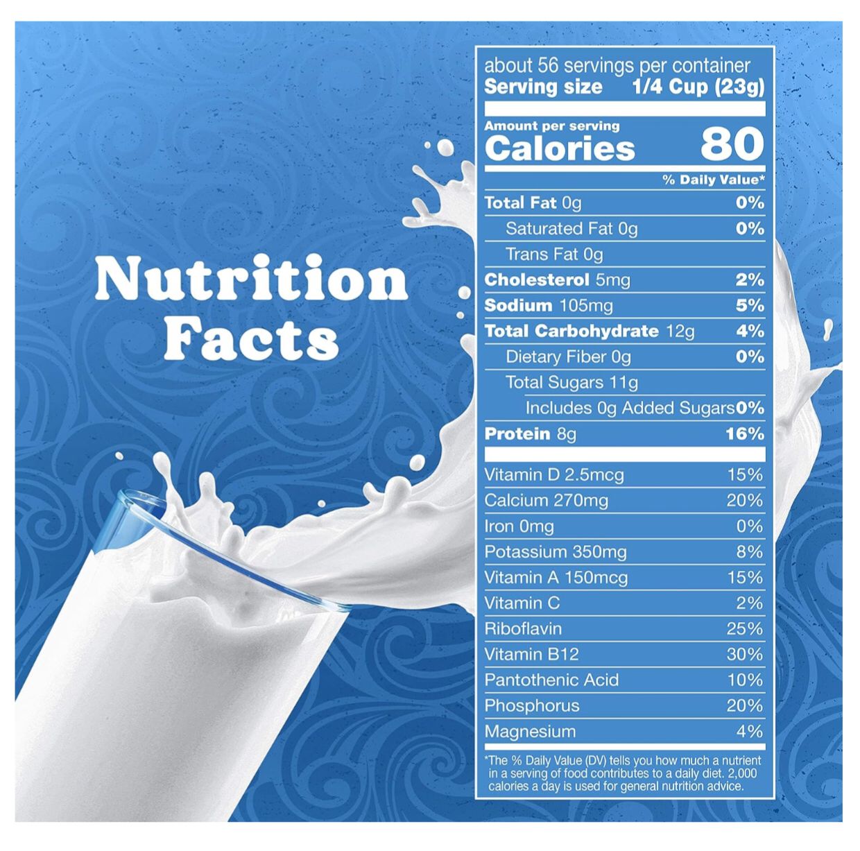 Swiss Miss Nonfat Dry Milk Powder With Vitamins A and D, Makes Over 3 Gallons, 45.43 oz.