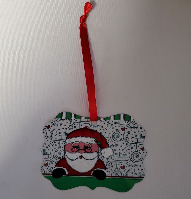 Beautiful Santa Ornament with a hand drawn doodle background Beautiful Santa Ornament with a hand drawn doodle background