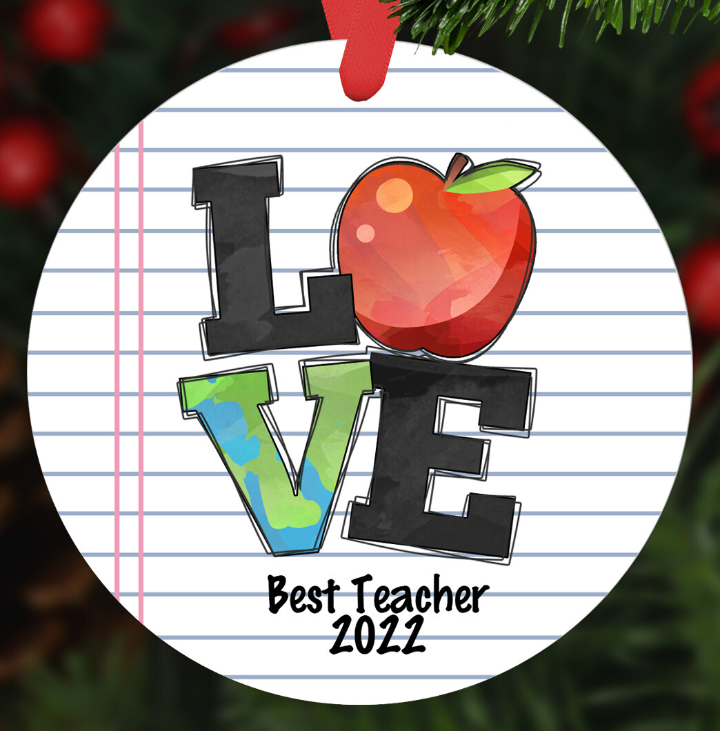Personalized Love teacher ornament