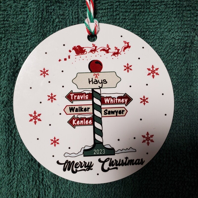 Ornament - Red and Green family pole