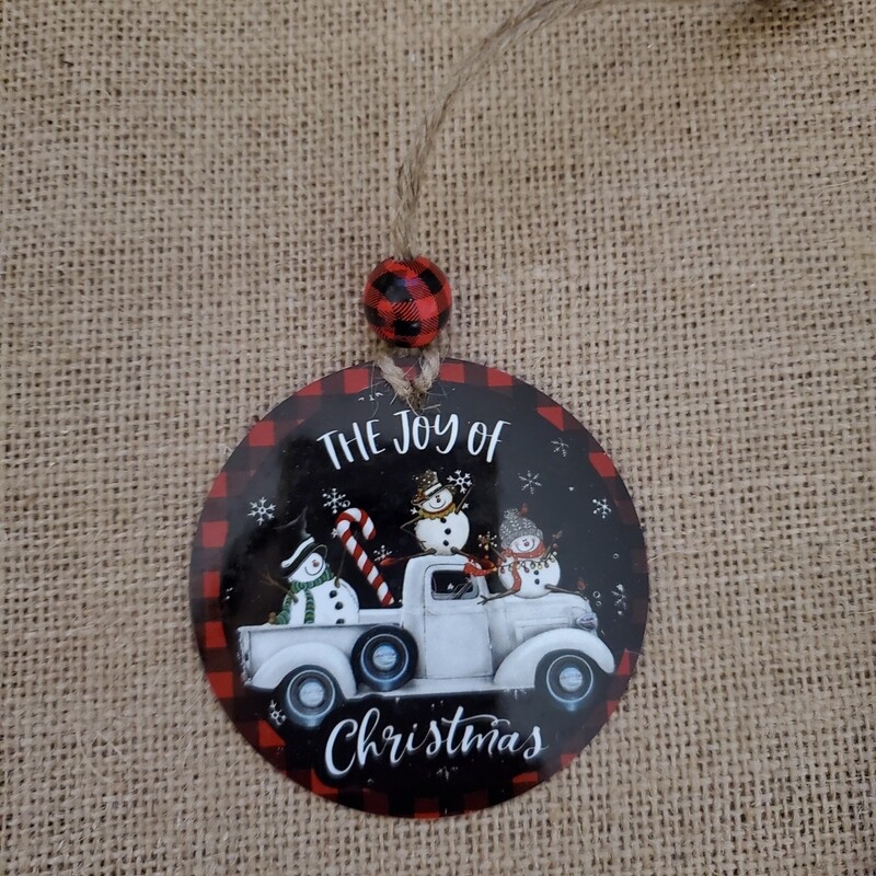 Ornament - adorable snowman truck