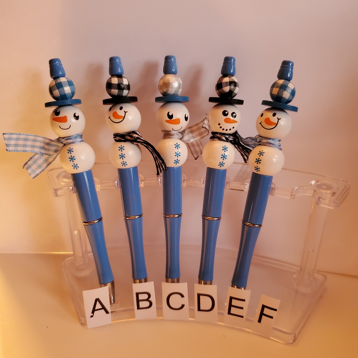 Beaded pens - snowmen