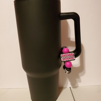 Cup charm - mama blk hot pink