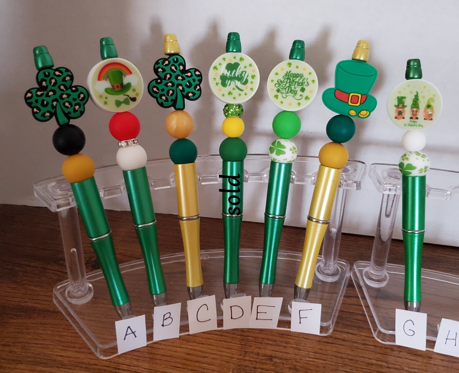 Beaded pens - St. Patrick's Day
