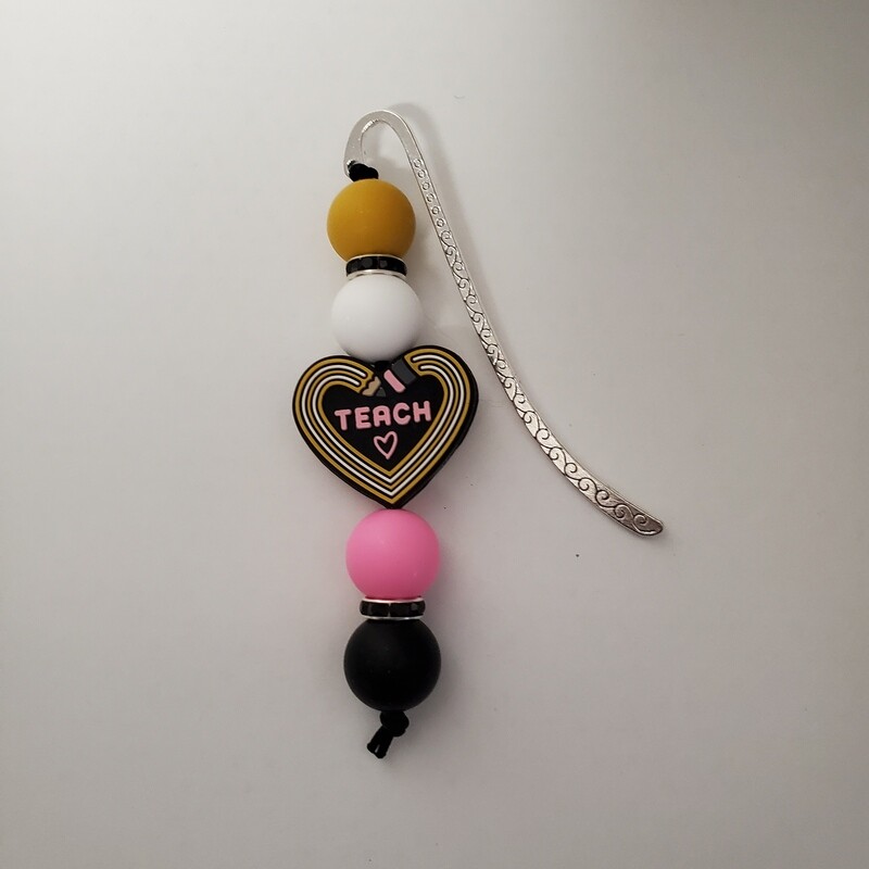 Beaded bookmark teacher heart