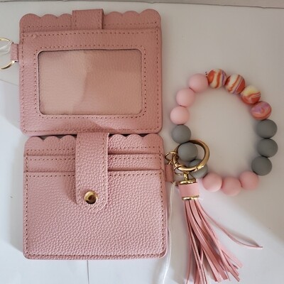 Mini wallet with wristlet - pink
