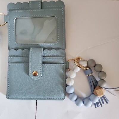 Mini wallet with wristlet- light blue
