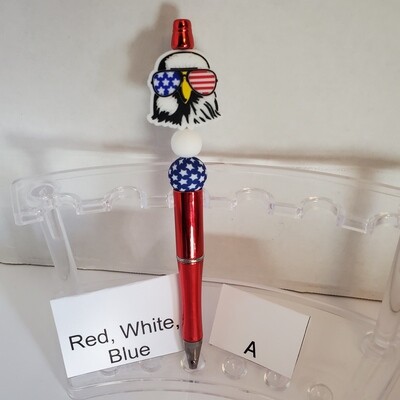 Beaded pens - red, white, blue