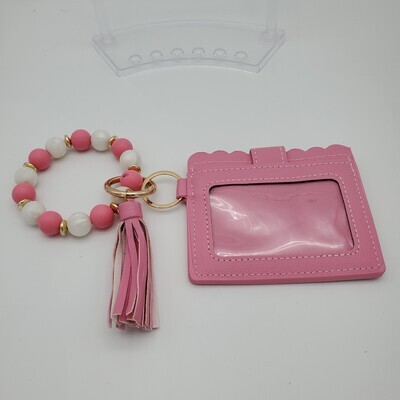 Mini wallet with wristlet - pink