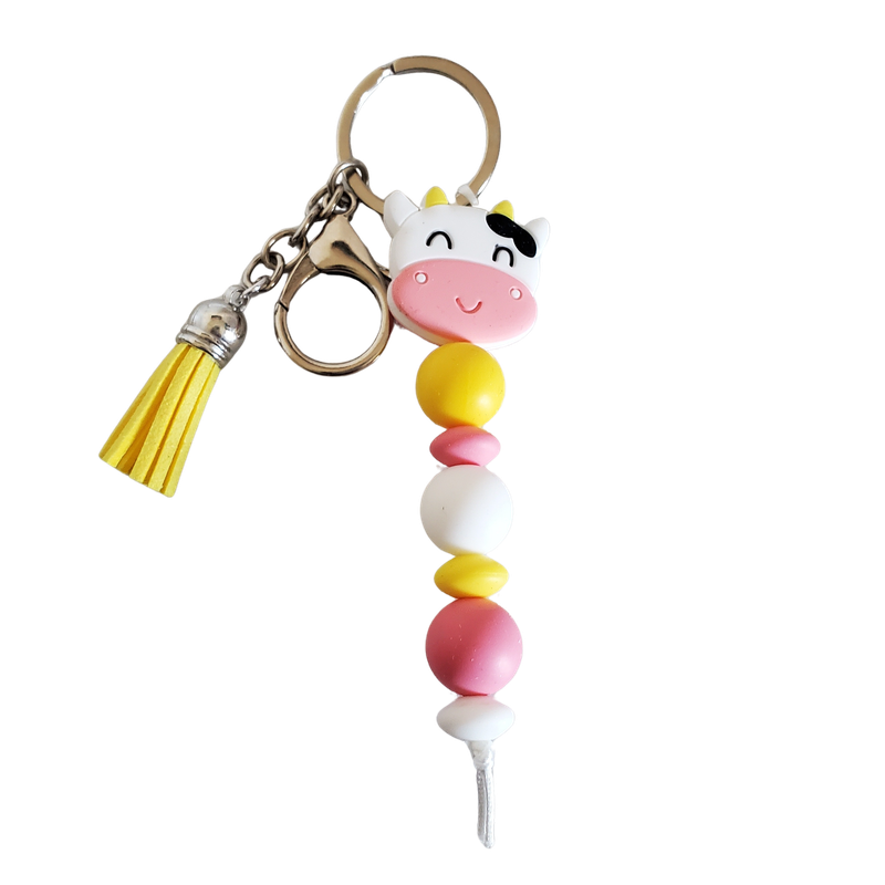 Beaded key chain - cute pigge