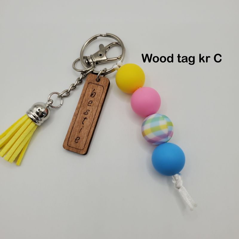 Wood tag key rings