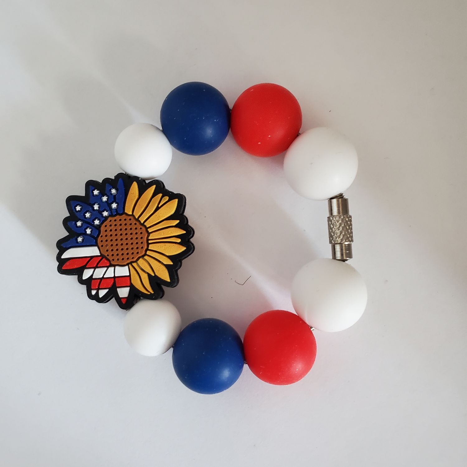 Beaded cup charm - Sunflower patriotic