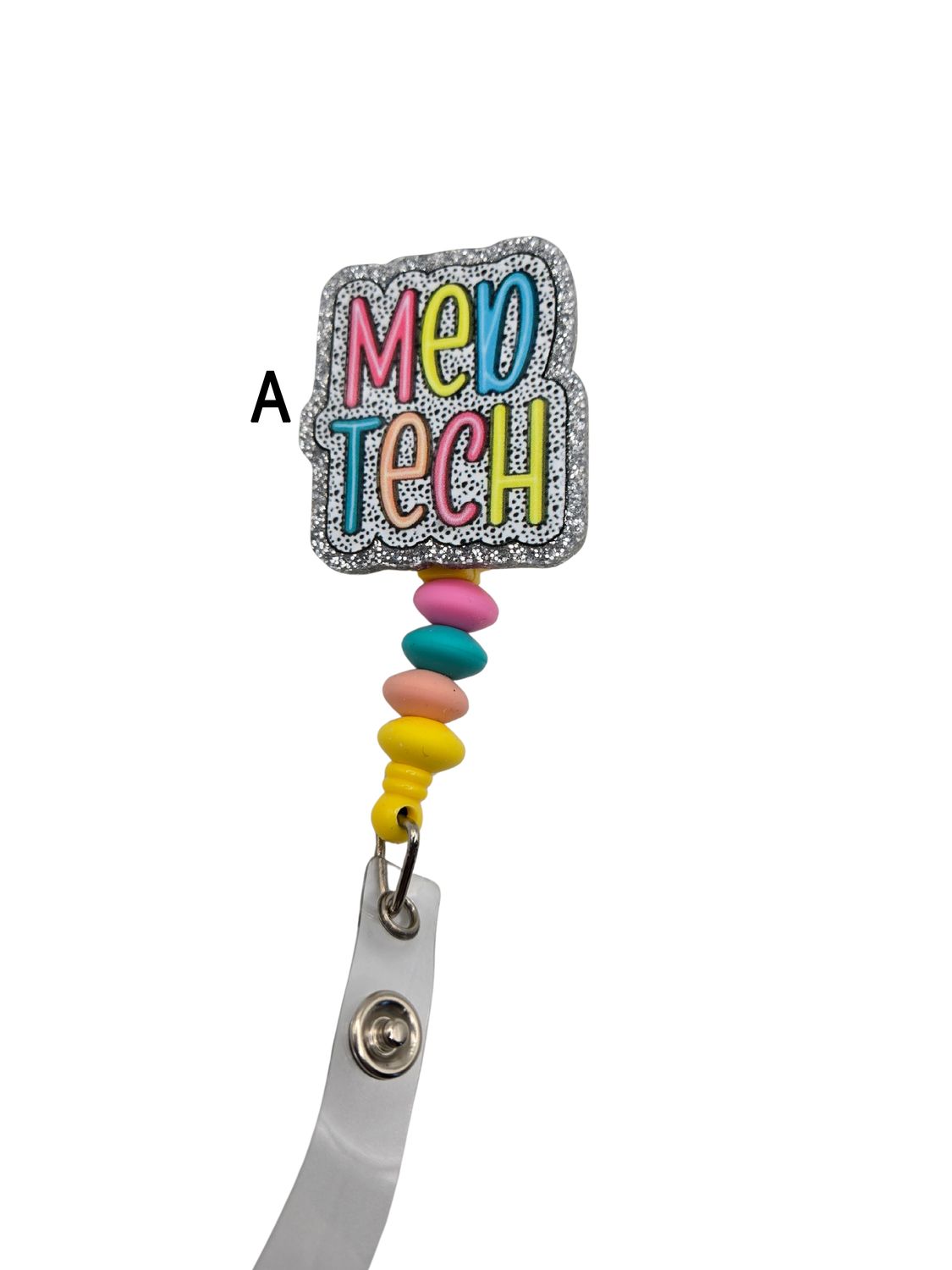 Badge reel - flat back with beads