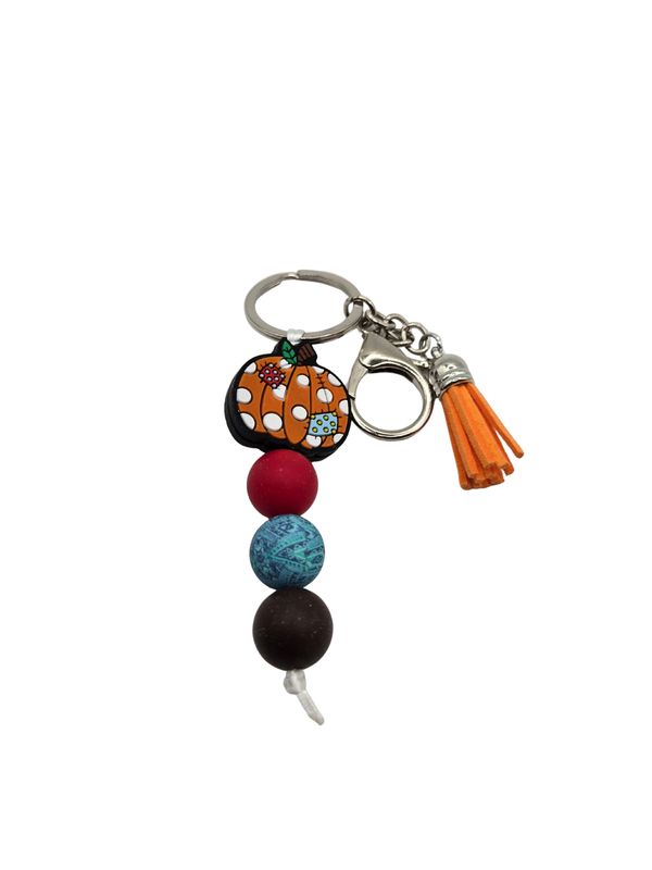 Beaded key chain - pumpkin fall