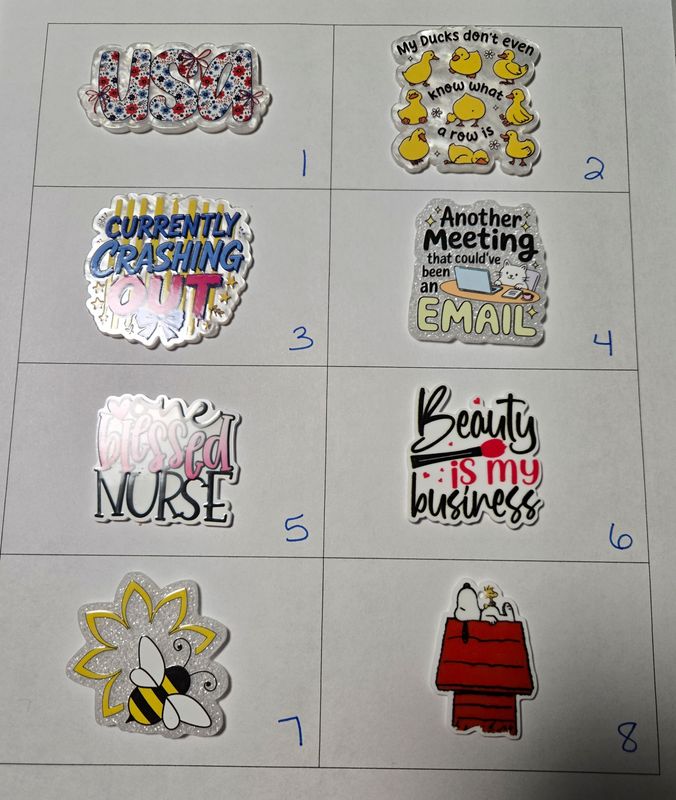 Flat back acrylics for badge reels