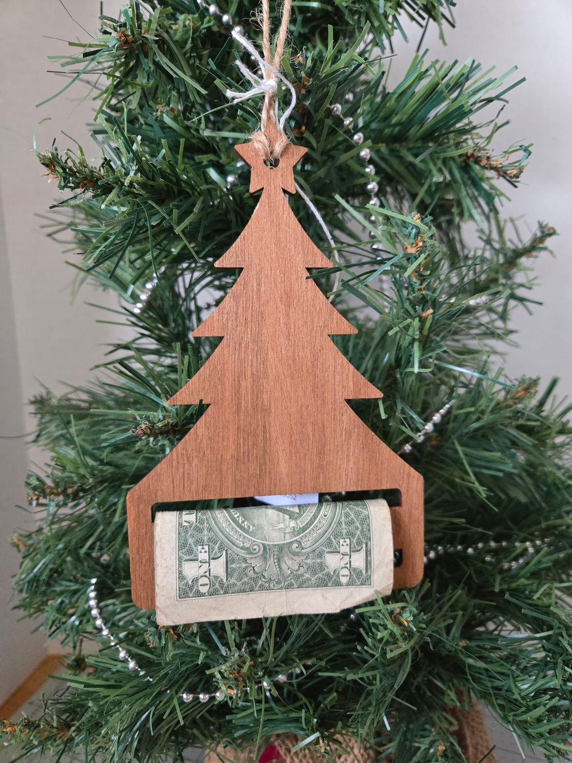 Wood ornament money holder