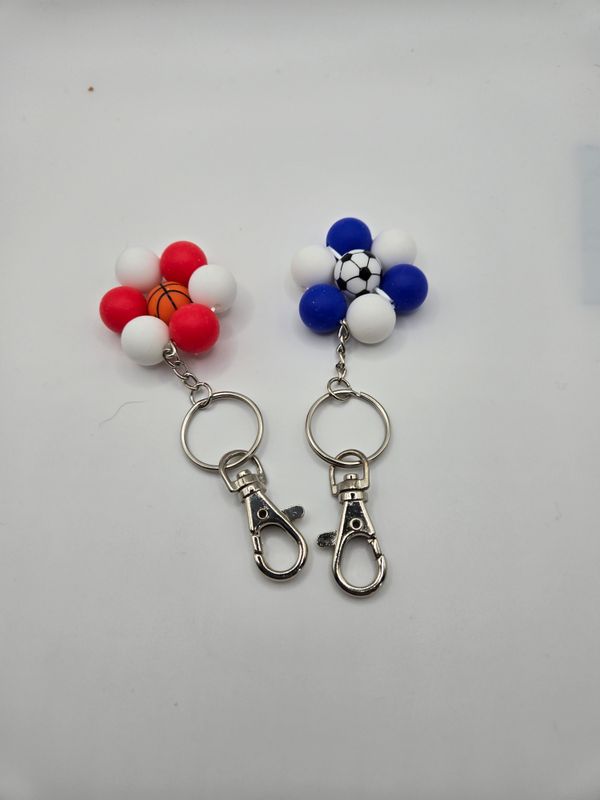 Beaded key chain - sports round