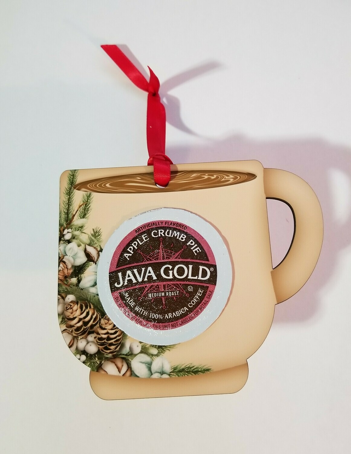 Christmas Coffee Cup Ornament -Cream