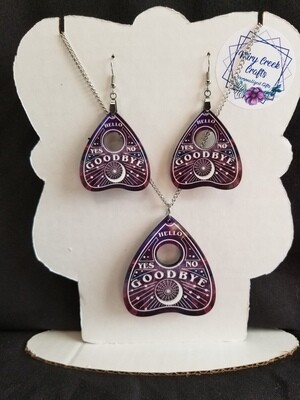 Planchette Earrings & Necklace with Pendant