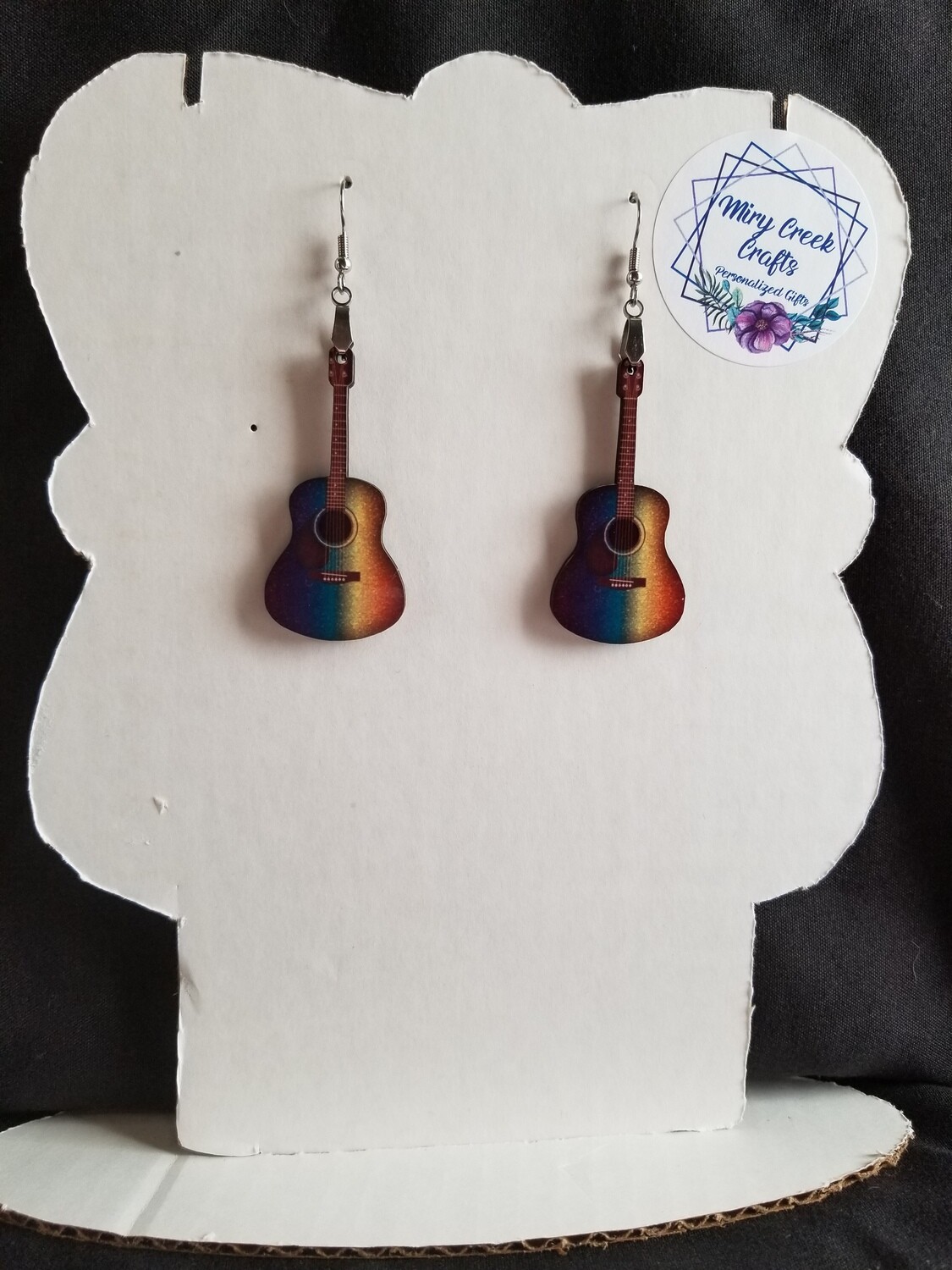 Rainbow Guitar Earrings