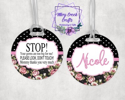 Pink Floral Baby Germ Tag