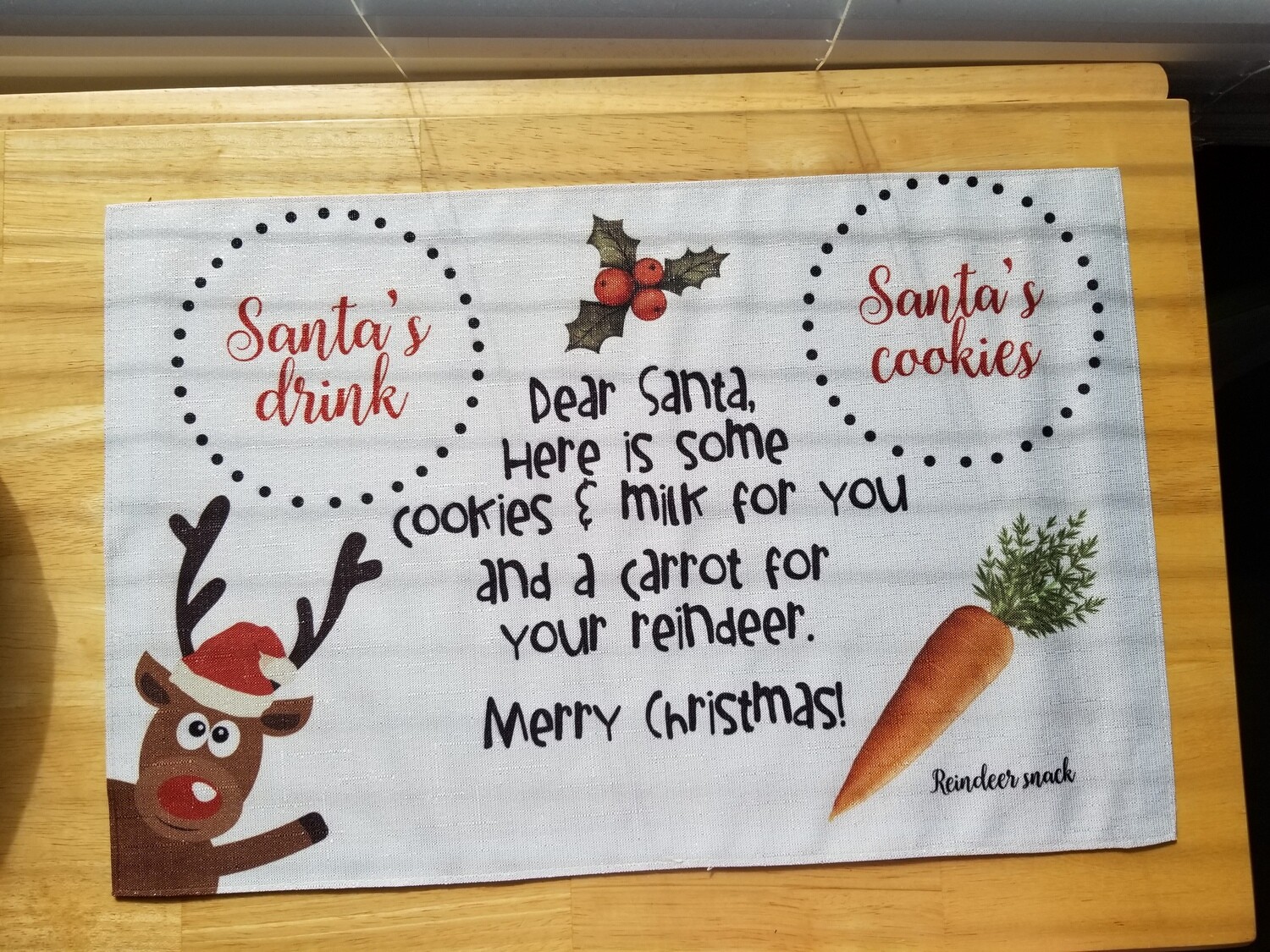 Cookies and Milk Reindeer Christmas Placemat
