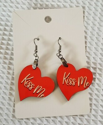 Valentine's Heart Kiss Me Earrings