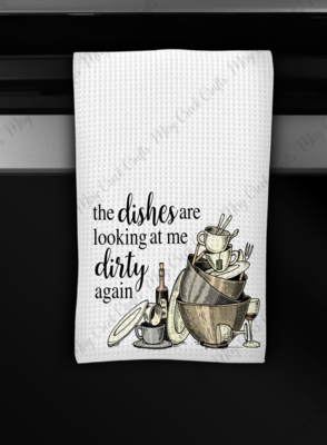 Brown Dirty Dishes Weave Towel