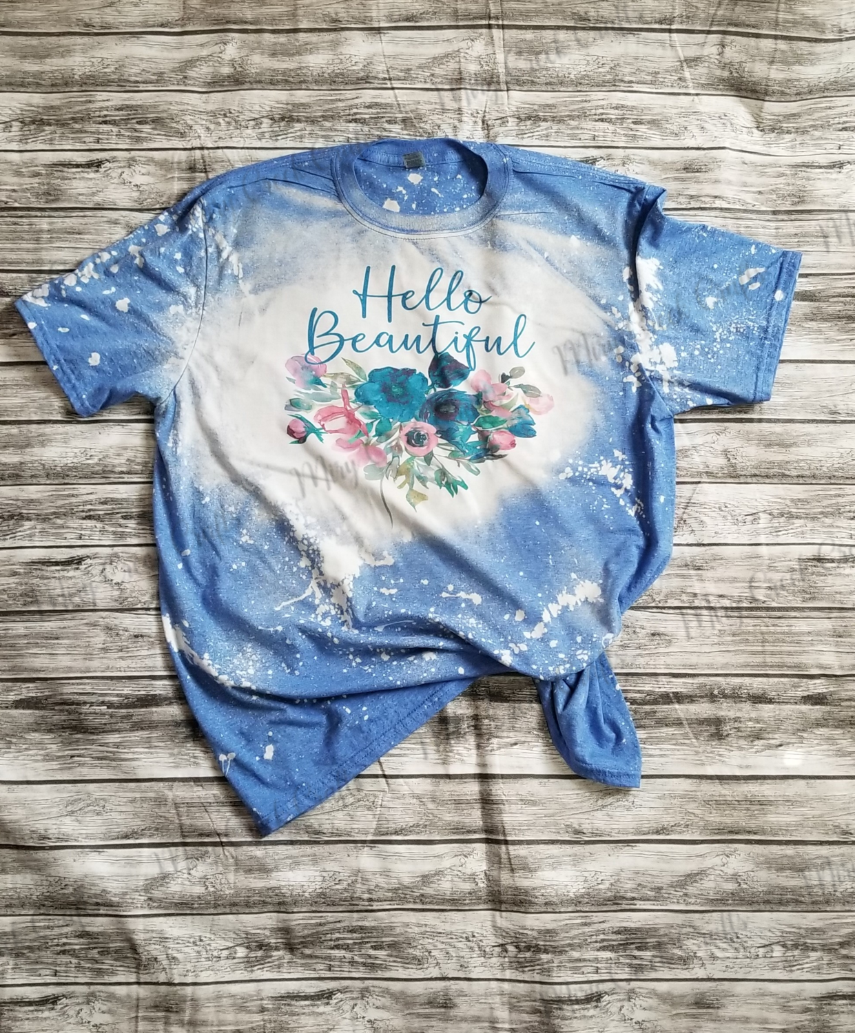Bleached Large Hello Beautiful T-Shirt