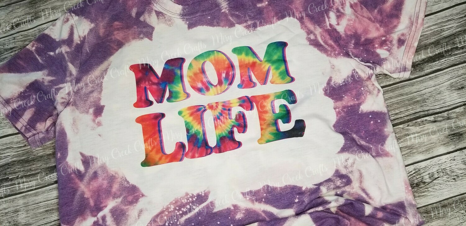 Bleached Large Tie Dye Mom Life T-Shirt
