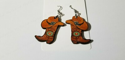 Teal & Light Brown Cowboy Earrings