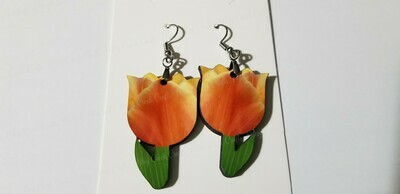 Orange Tulip Earrings