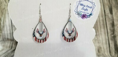 Small Patriotic Eagle Teardrop Earrings