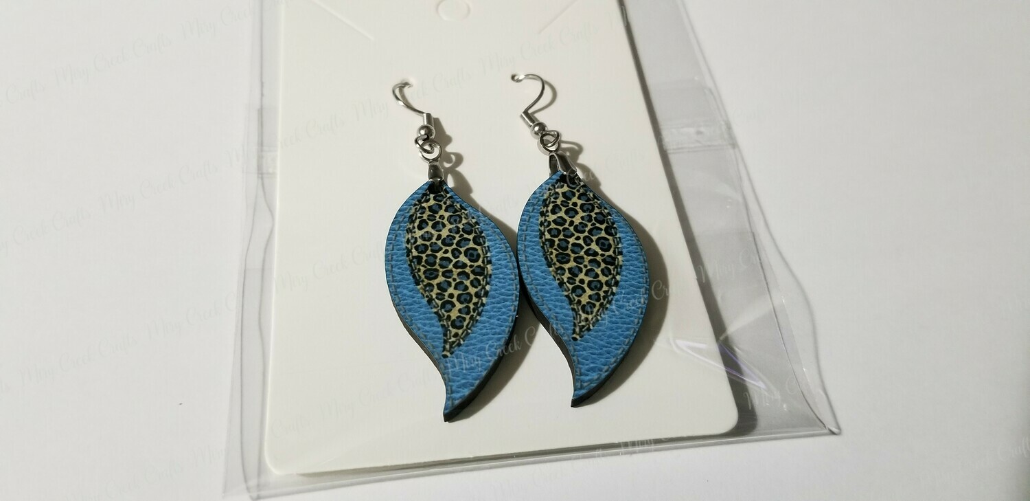 Small Blue & Leopard Swirl Earrings