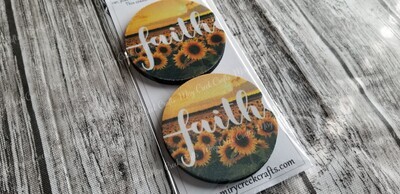 Sunflower Faith Car Coasters