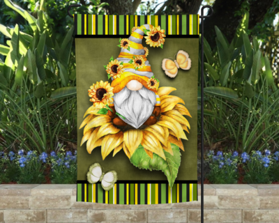 Sunflower Gnome Garden Flag
