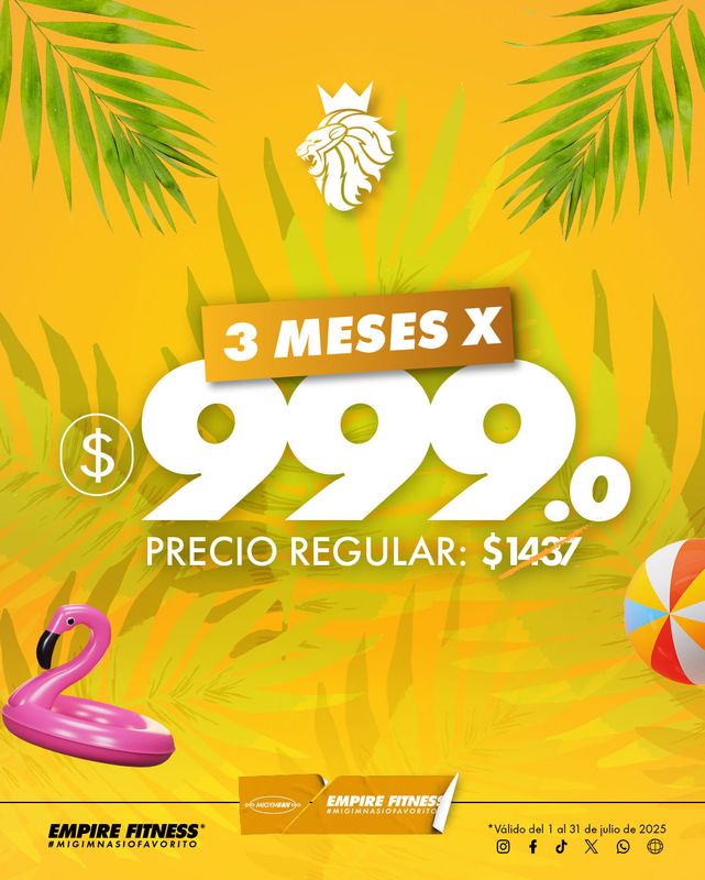 3 Meses x $999 + Inscripcion Gratis