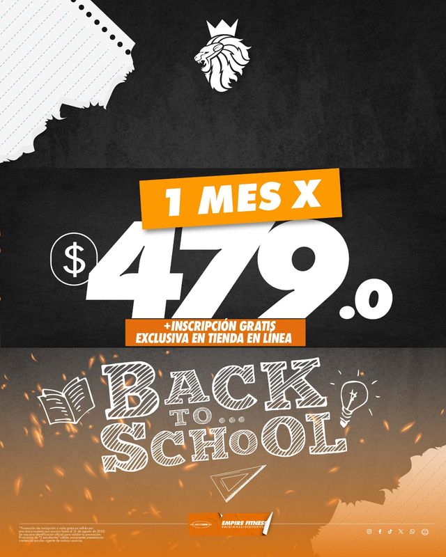 1 Mes x $479 + Inscripcion Gratis
