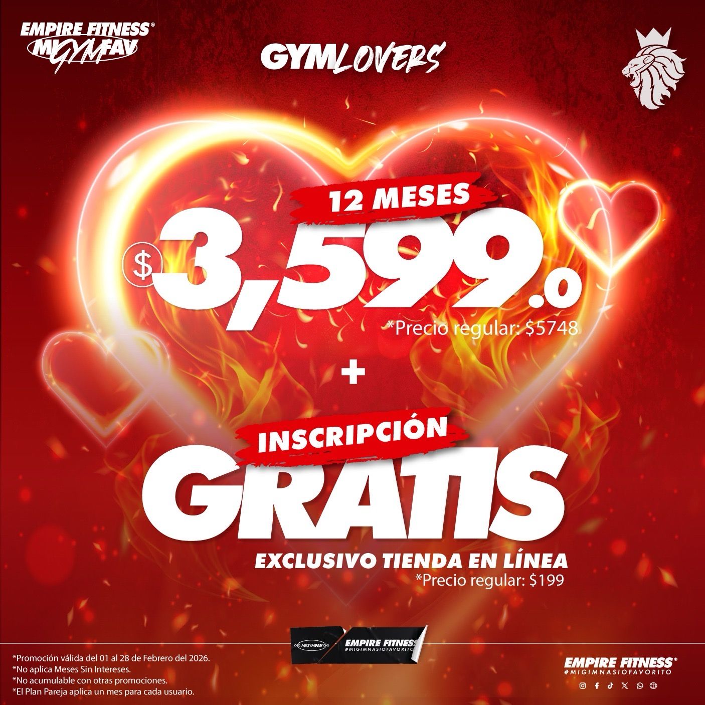 1 Año x $3599 + Inscripción Gratis