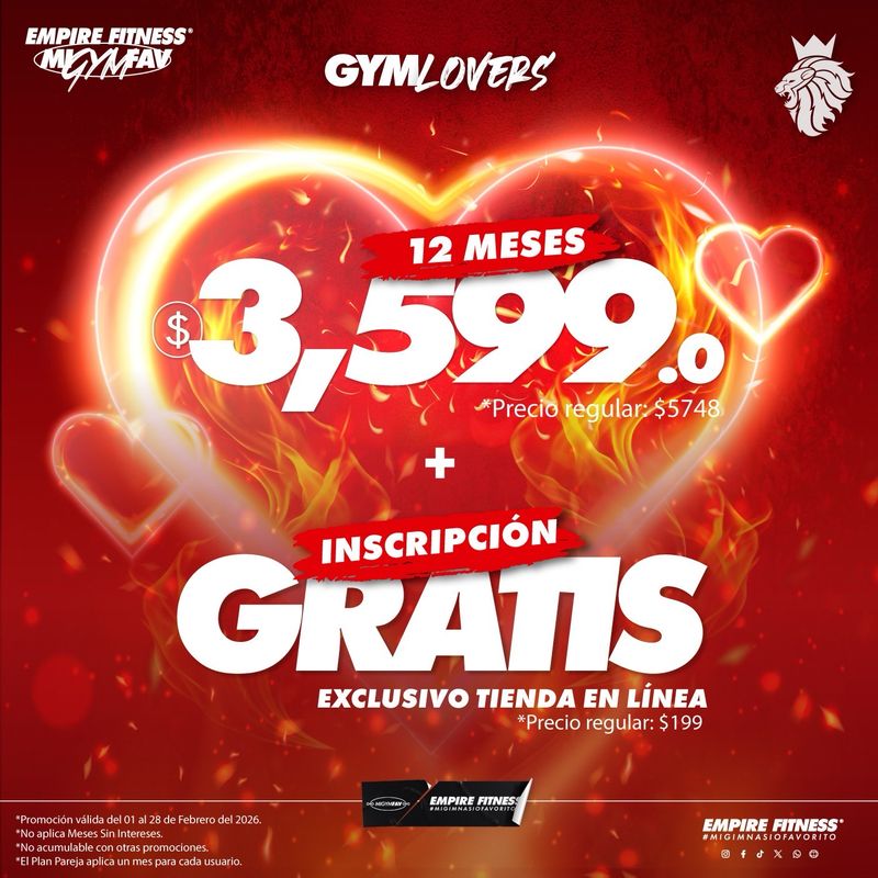 1 Año x $3599 + Inscripción Gratis