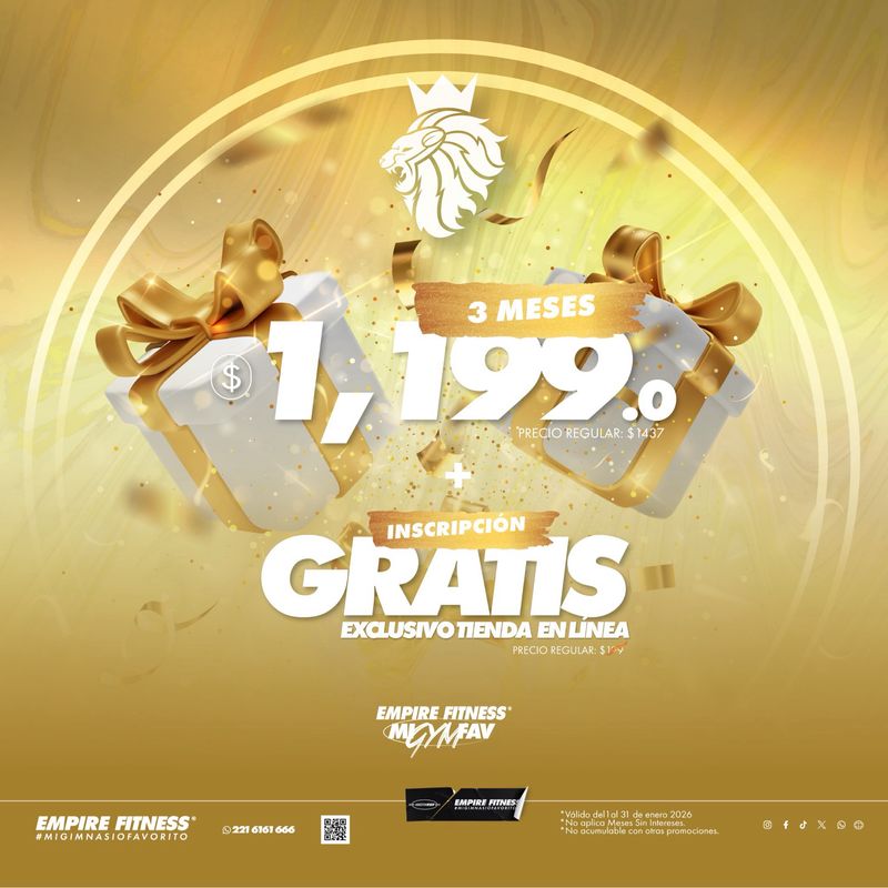 3 Meses x $1199 + Inscripcion Gratis