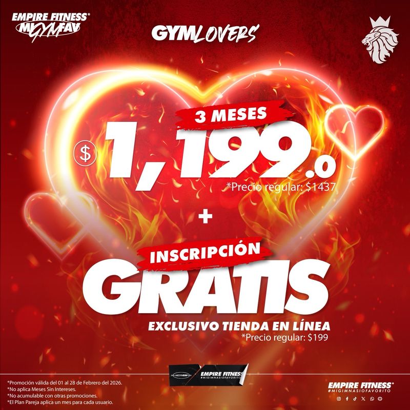 3 Meses x $1199 + Inscripcion Gratis