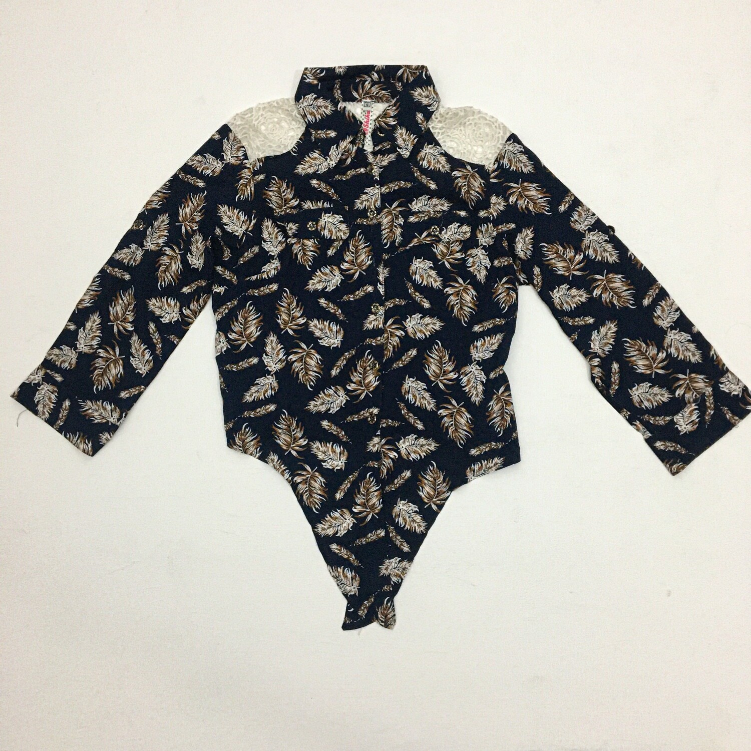stamping chalis-guipure Blouse whit grip