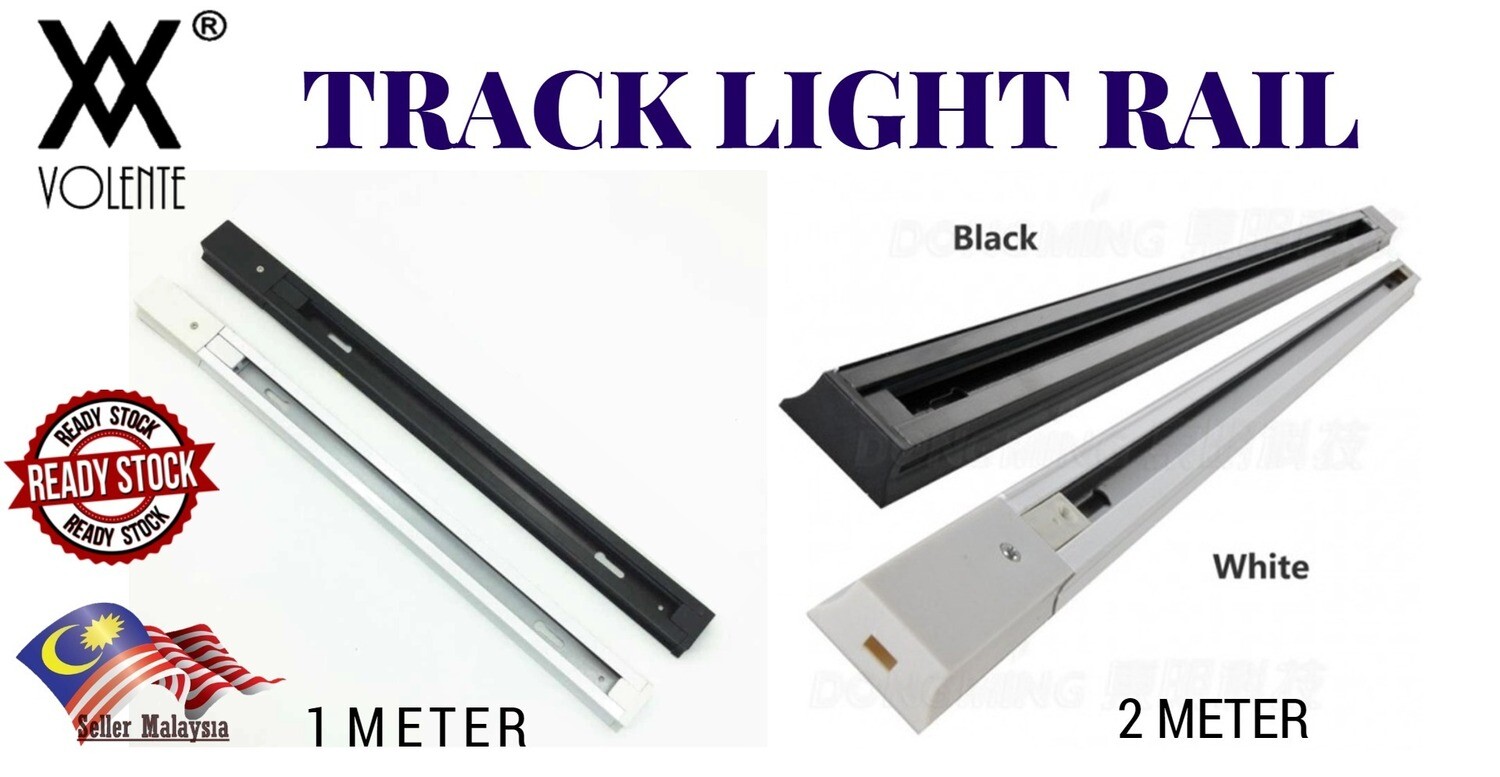 (1 Meter / 2 Meter) 2 Wires Track Lights Rail,Lighting Fixtures Track for LED Track Lamps White Black Color
